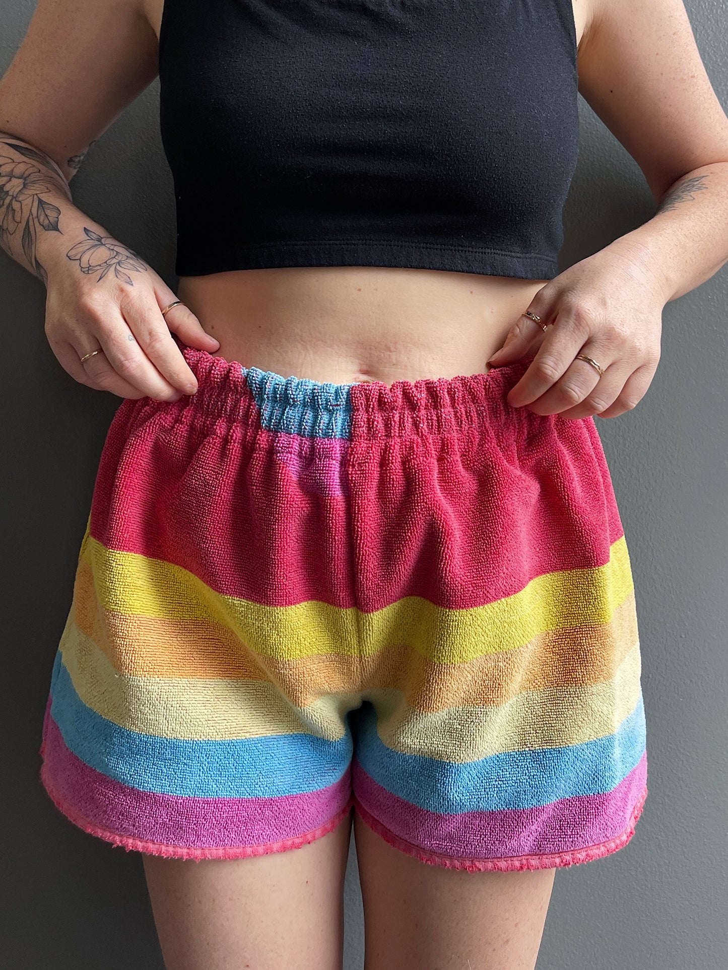 Blue Striped Towel Shorts